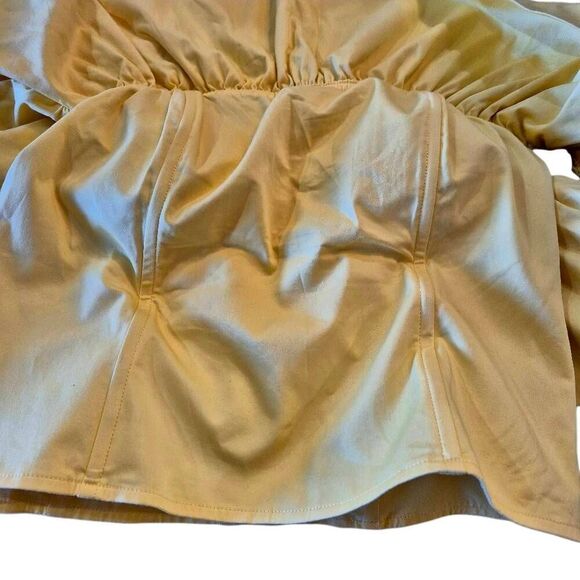 Love, Bonito Women's Yellow Cotton/Spandex Ruffled Neckline & Sleeve Corset Top - Picture 5 of 9